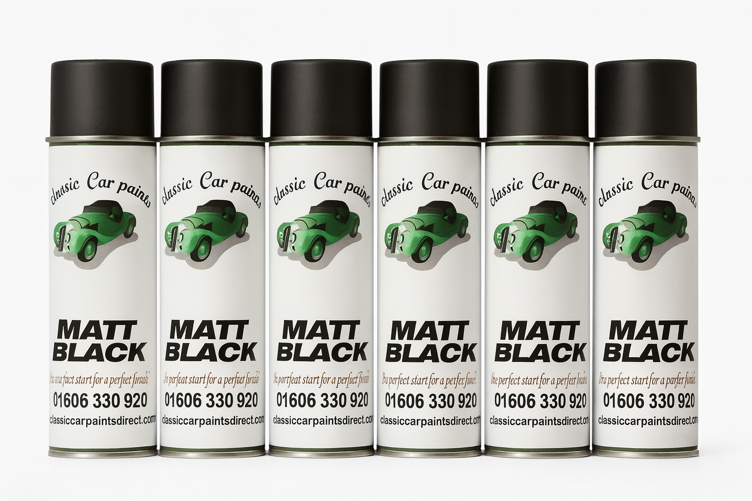 6 x Classic Car Paints Direct Matt Black Aerosol – 500ml