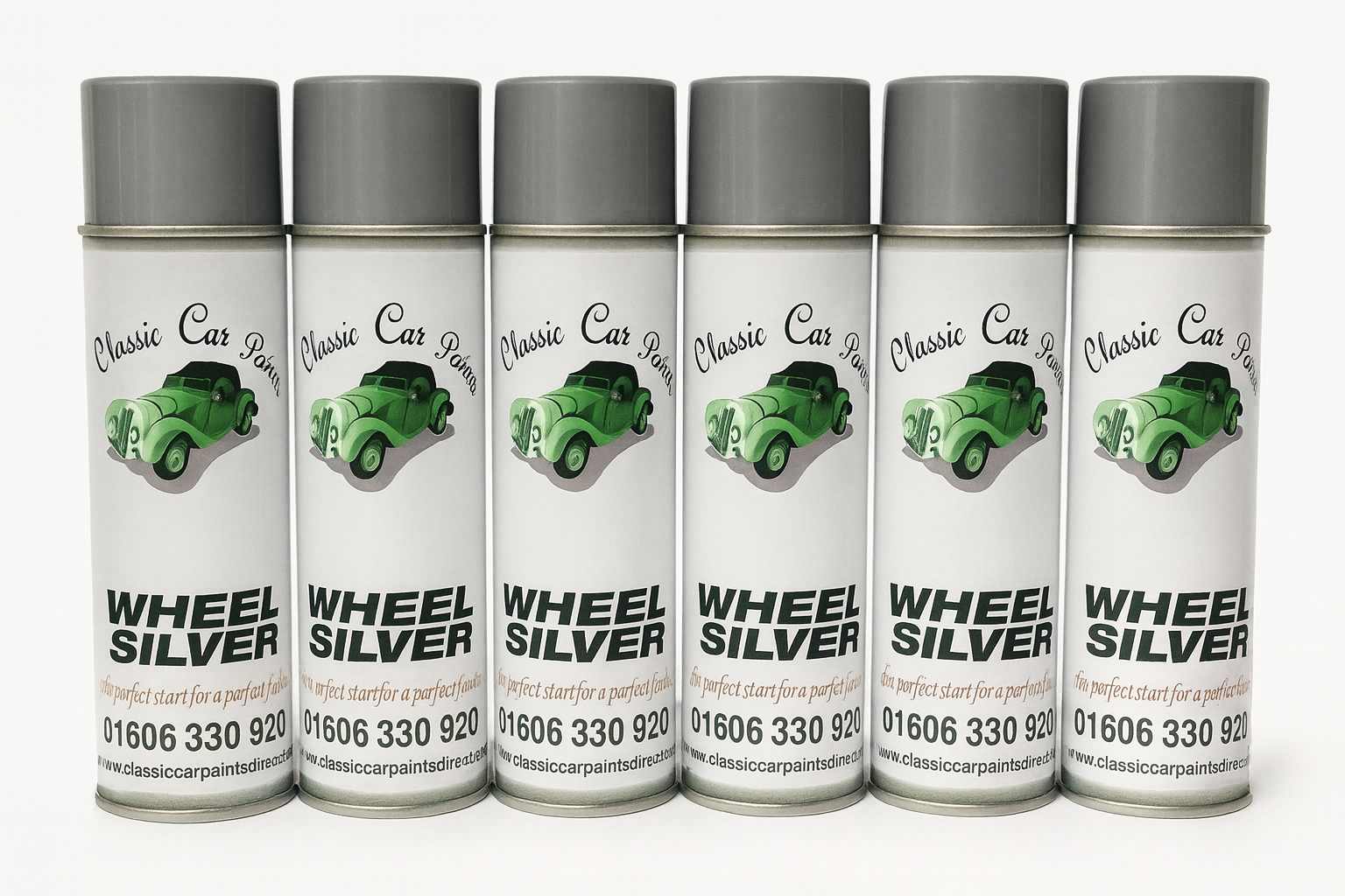 6 x Classic Car Paints Direct Wheel Silver Aerosol – 500ml