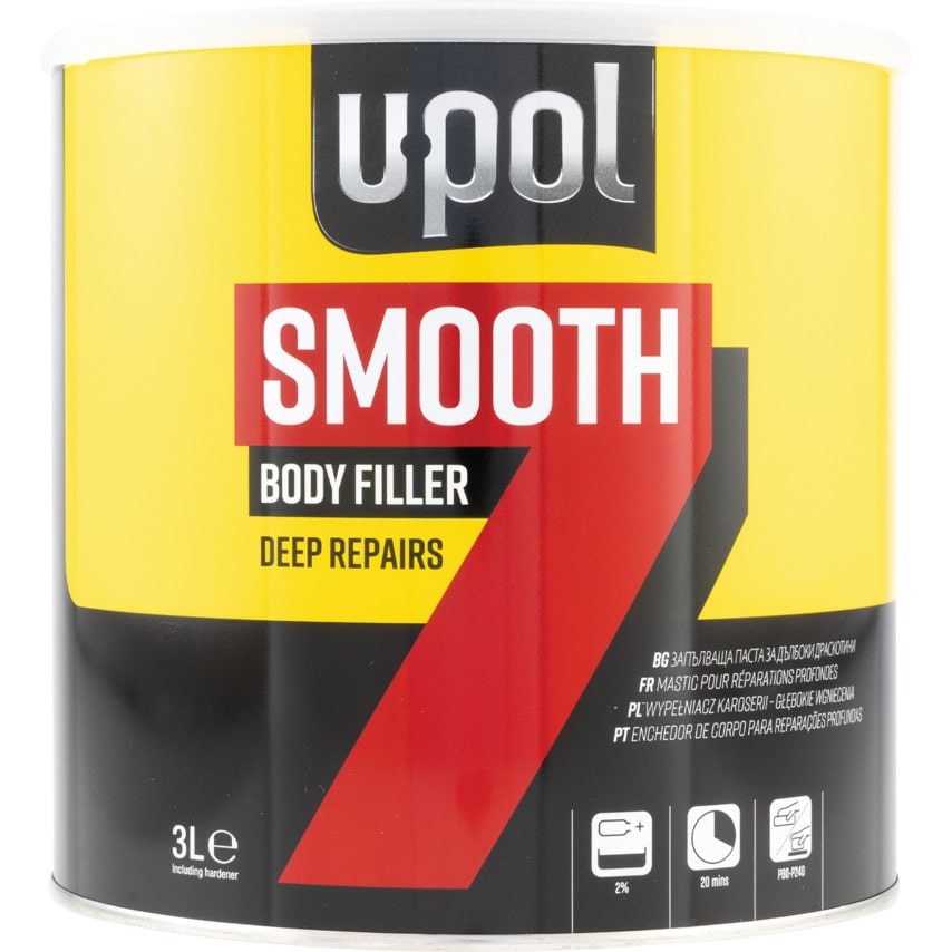 U-POL Smooth 7 Fine Finishing Filler 3L – Easy-Sanding Car Body Filler for Pinholes & Surface Imperfections