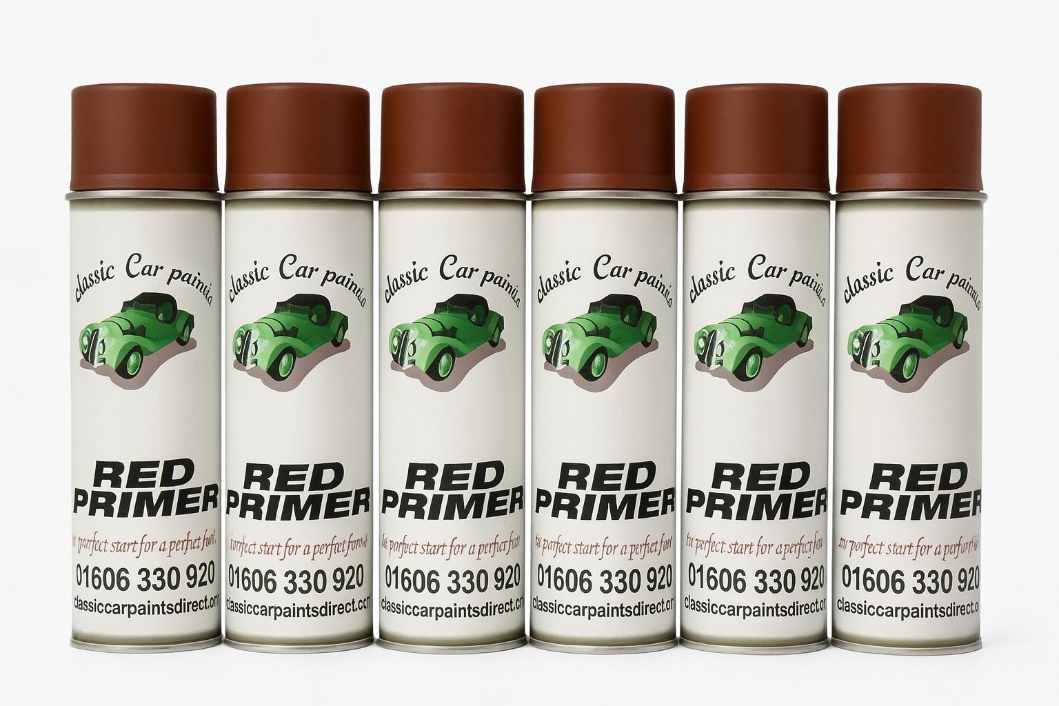 6 x Classic Car Paints Direct Red Primer Aerosol – 500ml