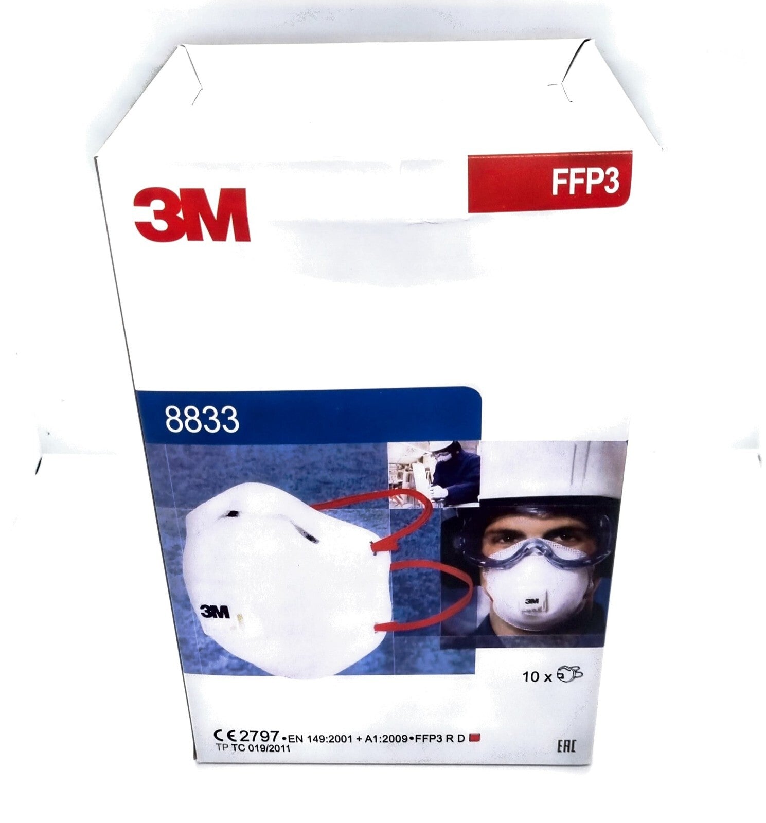 3M 8833 FFP3 Disposable Respirator Masks – Premium Valved Dust Mask (Pack of 10)