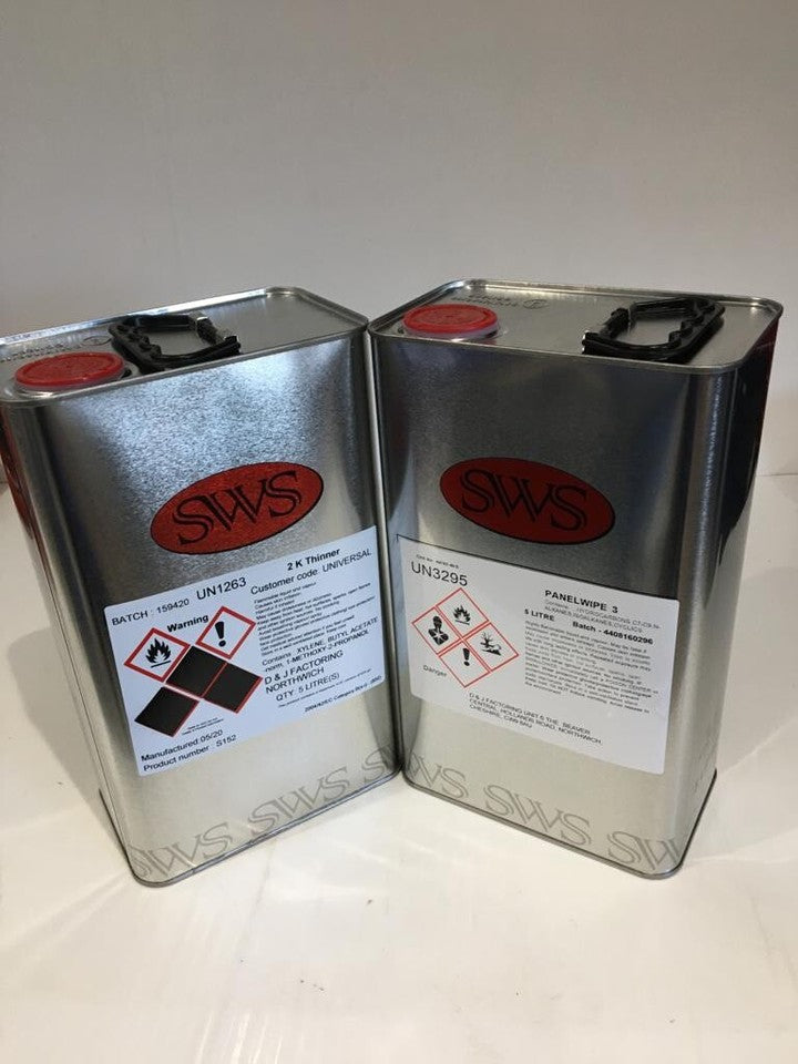 5 LTR Panel Wipe Degreaser PrePaint WIPE  Anti-Silicone + 5LTR 2K UNI THINNERS