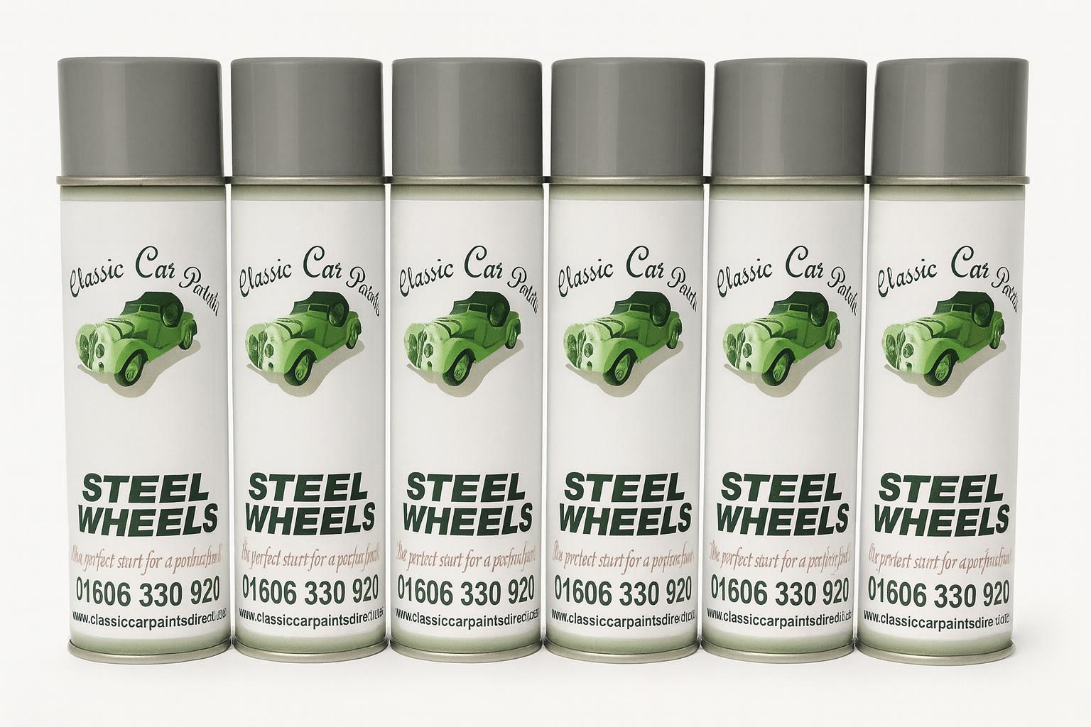 6 x Classic Car Paints Direct Steel Wheels Aerosol – 500ml